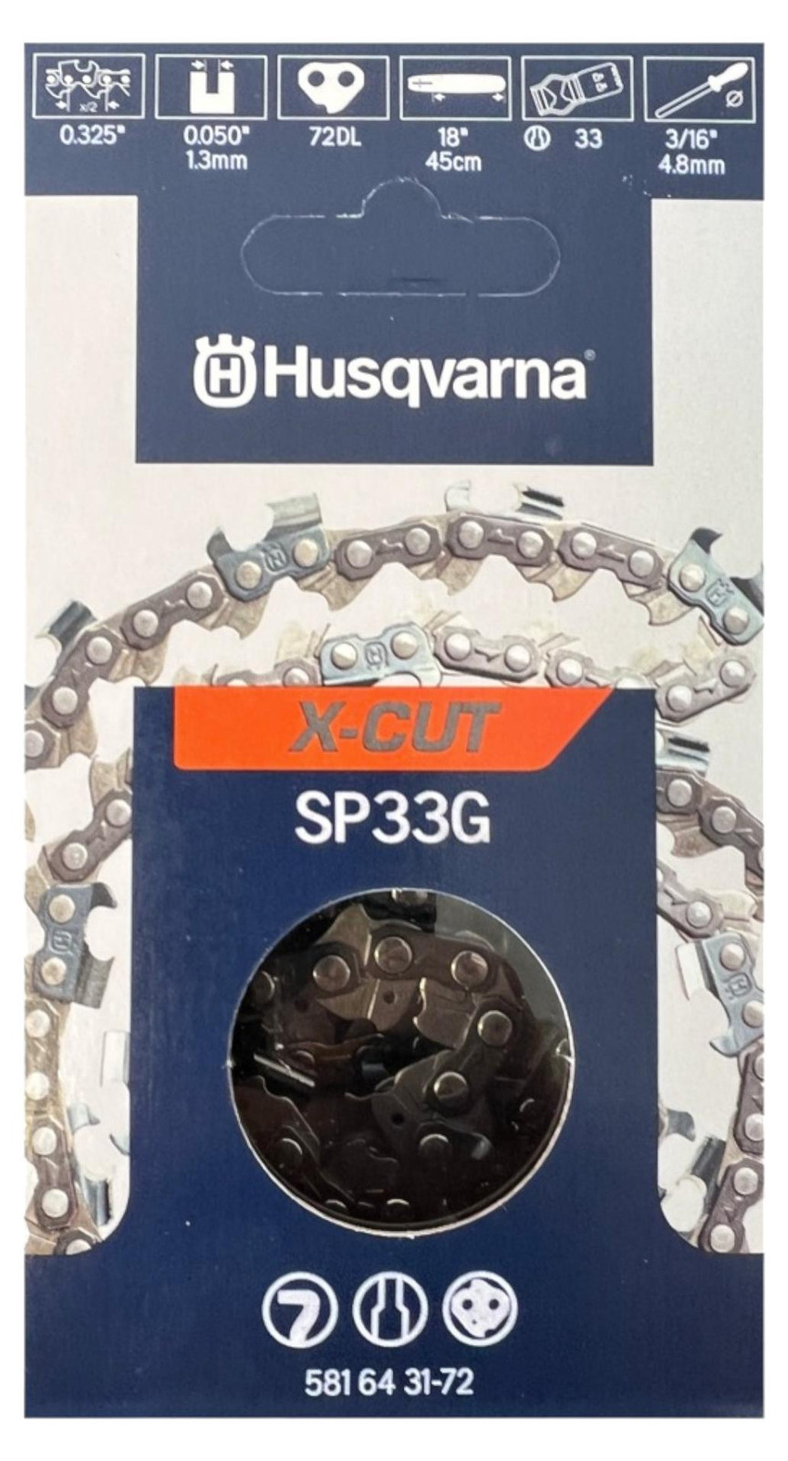 Husqvarna X CUT SP33G zaagketting half beitel, 1,3 mm, 33 cm