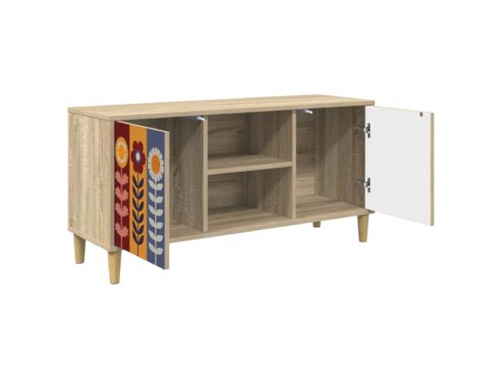 PUGYNBK TV-Möbel Essen 102 x 33 x 50 cm Sonoma Technisches Holz, erhöhte Beine, großer Stauraum, modernes Wohnzimmerdesign