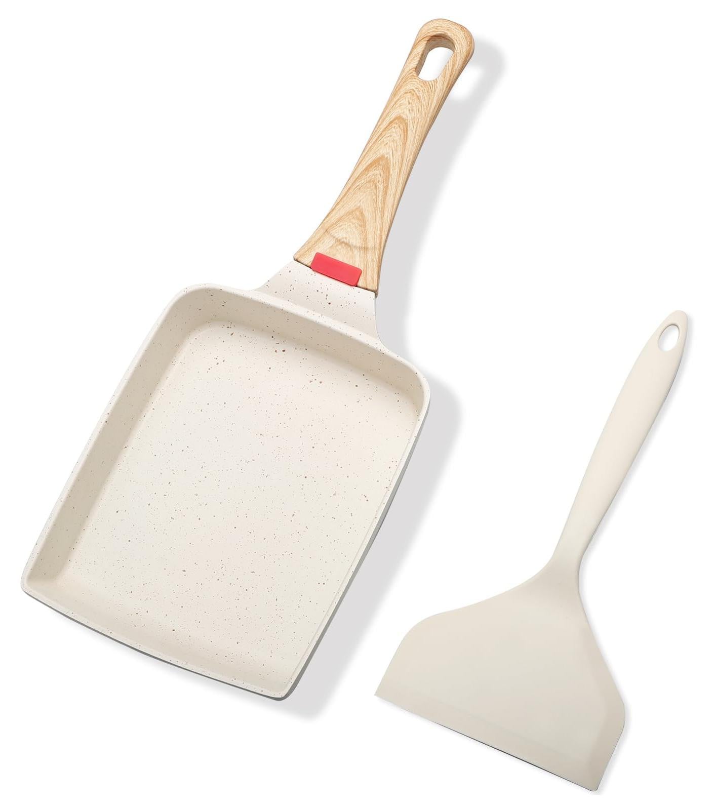 Dripio Tamagoyaki-pan Japanse omeletpan met antiaanbaklaag en afneembaar handvat, 18,5 x 15 cm