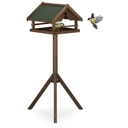 Relaxdays Braunes Vogelfutterhaus mit Ständer Dunkelbraun,Dunkelgrün