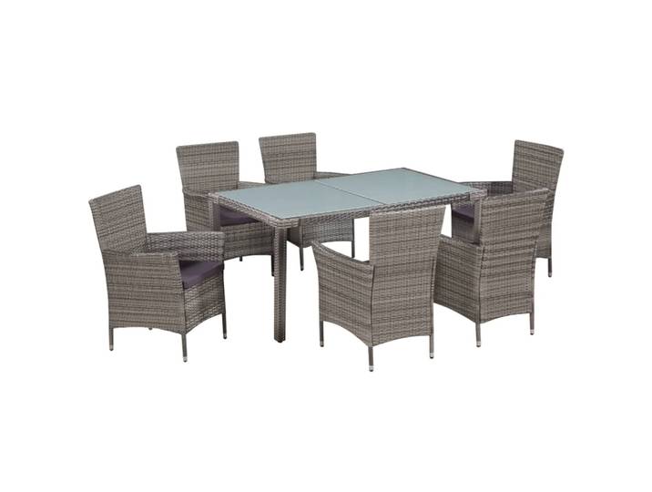 Vidaxl - Mobilier À Dîner De Jardin 7pcs Et Coussins Résine Tressée Gris