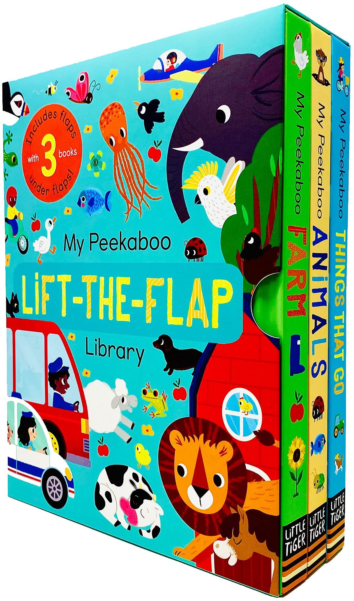 Little Tiger My Peekaboo Lift The Flap Library 3 Books Collection Set by Jonny Marx - Hardback Flap Books - Ages 0-5 - Things That Go, Animals, Farm - Toddler Gift
