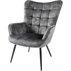 riess-ambiente Sessel SCANDINAVIA - modern champagner beige Samt schwarze Metallbeine mit Armlehne