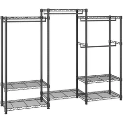 VEVOR Mobiler Kleiderständer Garderobenständer 362 kg Belastbar, Freistehender Kleiderständer 174x180x45 cm 3 Kleiderstangen, Multifunktional 8-lagig, für Schlafzimmer, Wäscheraum, Ankleidezimmer