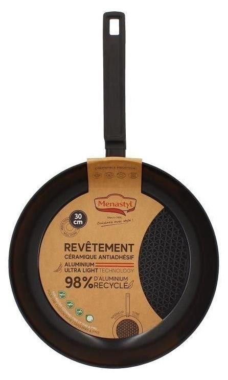 Menastyl Frying pan 6020639 - Forged aluminum - 30 cm - Black - Suitable for all hobs including induction