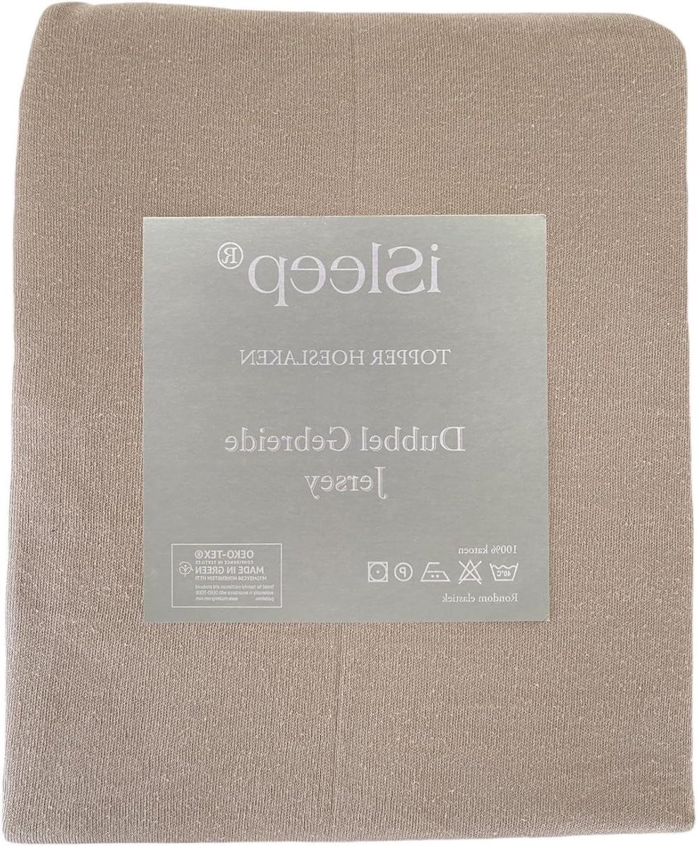 Molton Topper Matrashoes Bed Dienen - Dubbel Gebreid Jersey - Taupe - 140x200/210 cm