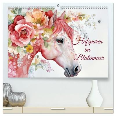 Hufspuren im Blütenmeer (hochwertiger Premium Wandkalender 2027 DIN A2 quer), Kunstdruck in Hochglanz