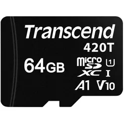Transcend Flash-Speicherkarte (64 GB, microSDXC, UHS-I), Speicherkarte, Weiss