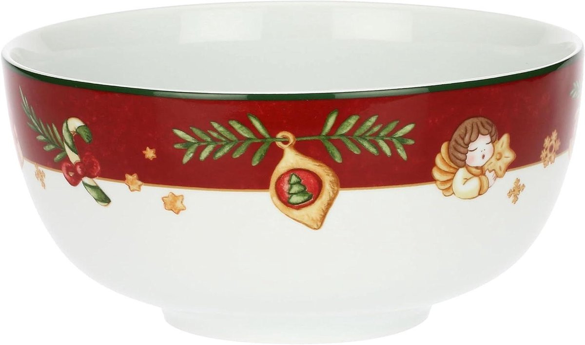 Witte porseleinen serveerschaal voor je kerstdiner, diameter: 24,9 cm