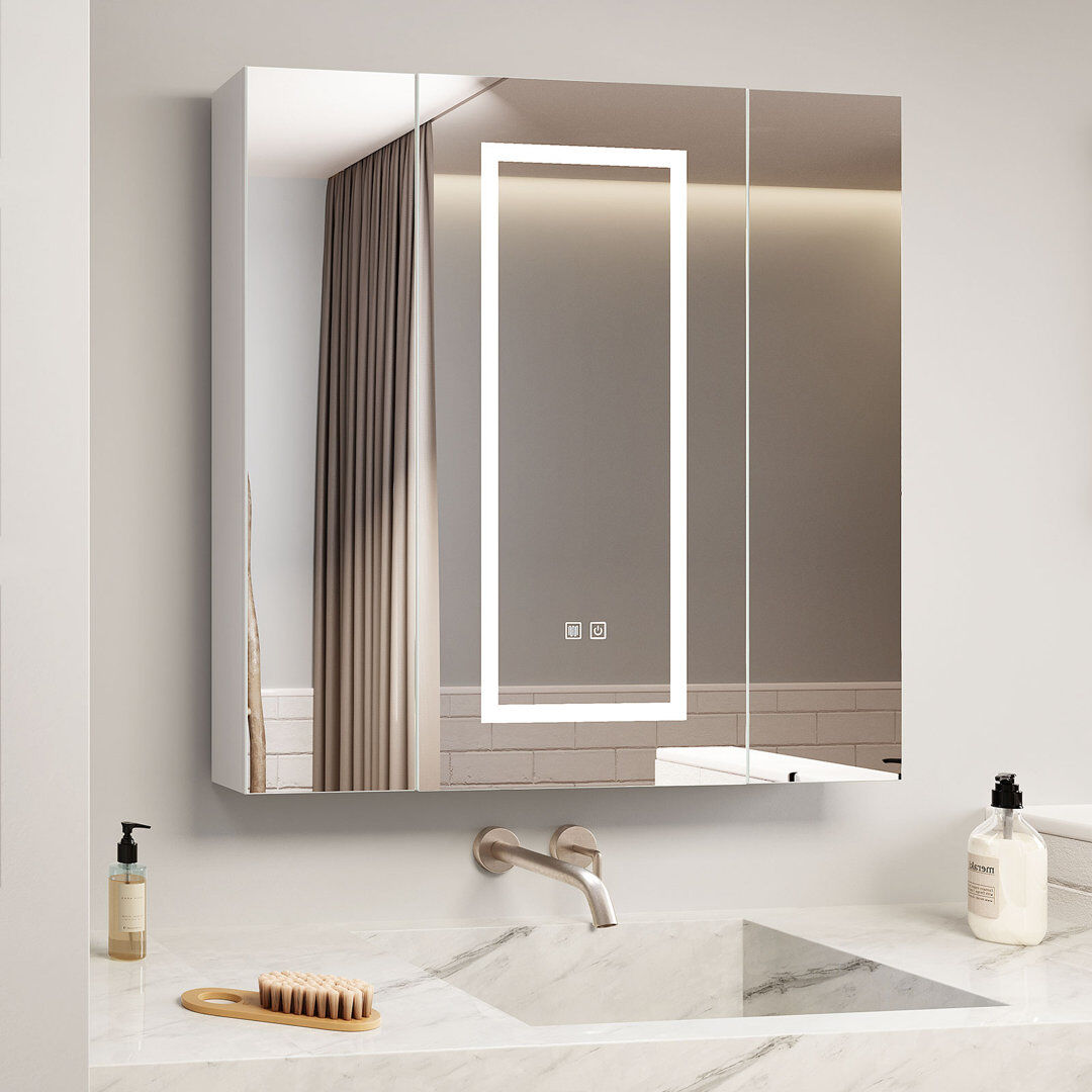 Metro Dareian 80mm W 80mm H Frameless Medicine Cabinet Mirror 5 Fixed Chrome 80mm H