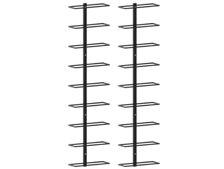 Weinhalter aus Eisen, 2 Stück, Schwarz, für 18 Flaschen Pulverbeschichtetes Eisen, Montage, leichte Reinigung, modernes Design, für Küche und Esszimmer