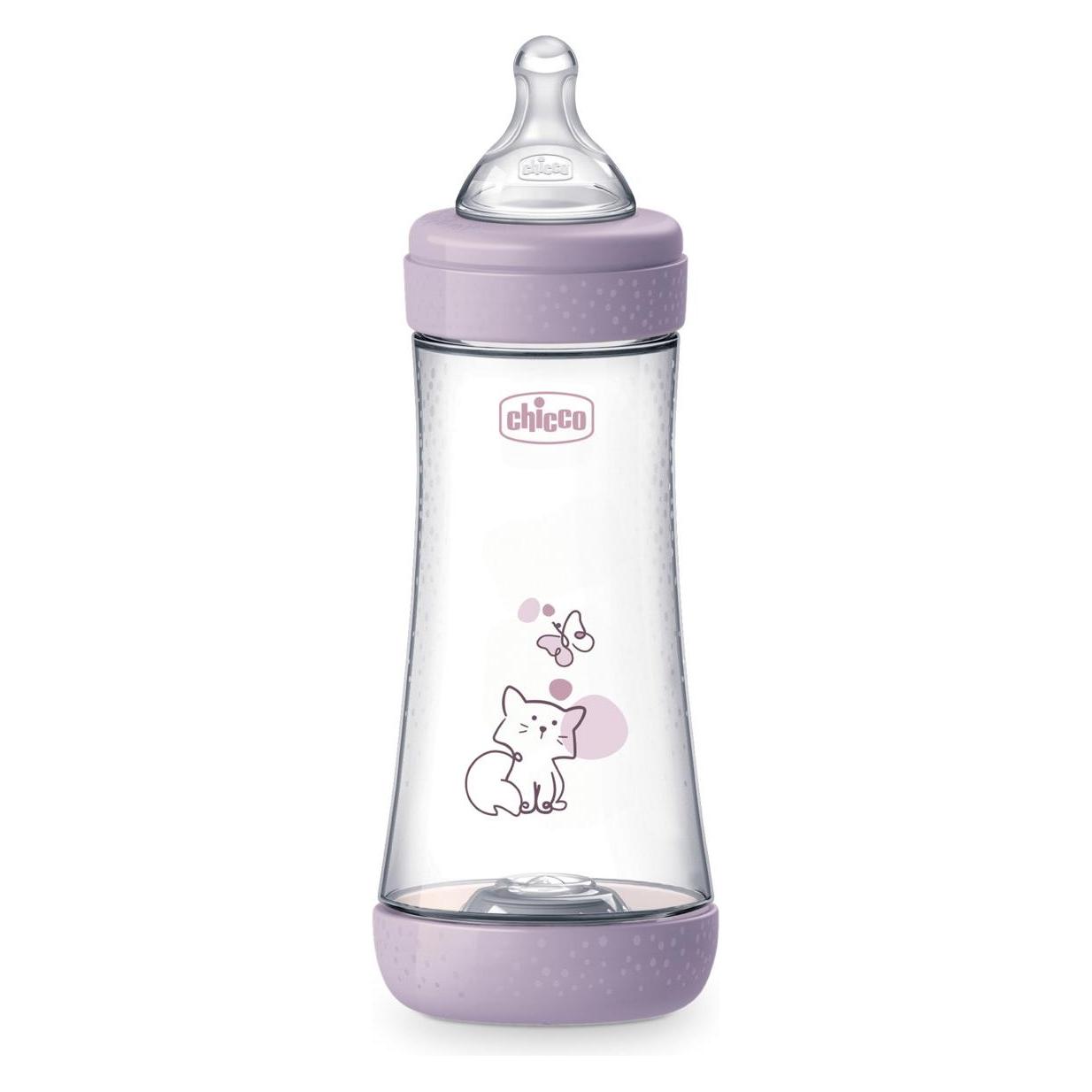 Chicco Babyfläschchen PERFECT5 PP 300ml Sauger Silikon schneller Fluss DRAFT PINK 4m+ (300 ml) (00020235110000)