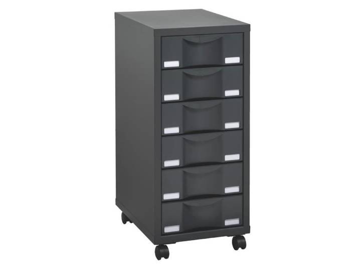 Desserte mobile Polly 6 tiroirs anthracite