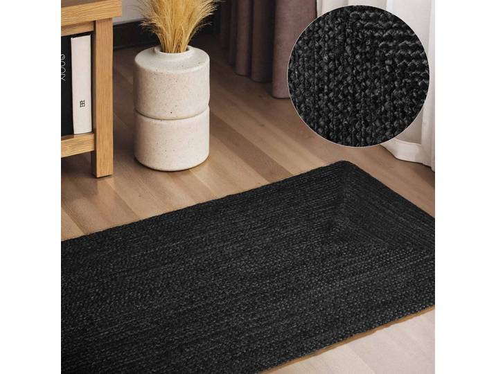 Teppich HANSE HOME Juteteppich Teppich Juno , schwarz, B:80cm H:9mm L:150cm, Jute, Teppiche, Teppich, Jute, Shape, Handgemacht, Wohnzimmerteppich, Naturteppich, Wohnzimmer