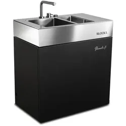 Flammkraft Outdoor-Küchenmodul BLOCK L Elfenbeinschwarz Waschbecken Grill