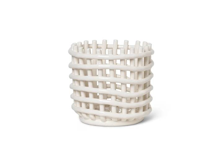 Ferm Living Panier tressé Ceramic Ø16 cm Off white