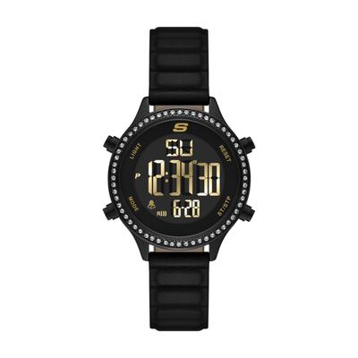 Chronograph SKECHERS "ALISO", schwarz (schwarz, schwarz), Armbanduhren, Damen, schwarz, Chronograph, Quarzuhr, Armbanduhr, Damenuhr, digital, Tag, Wochentag, Monat