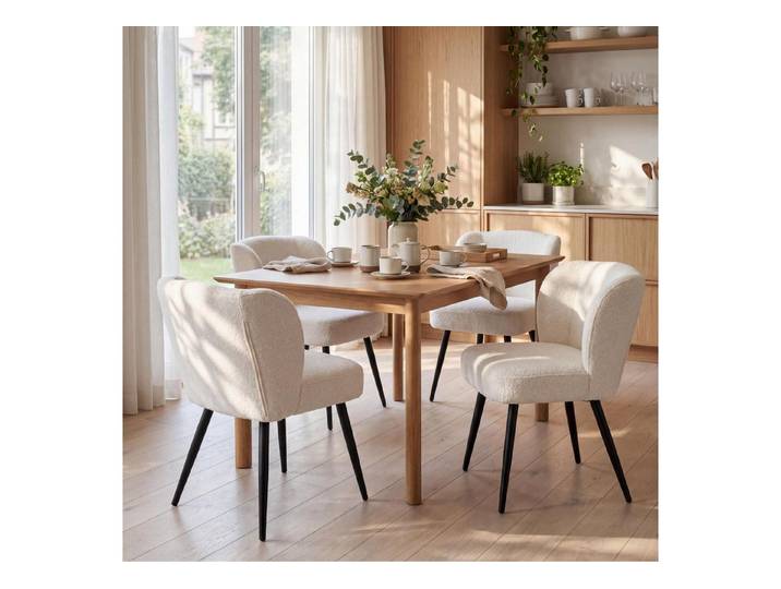 LuxusKollektion Esszimmerstuhl Esszimmerstühle 4er Set Frottee Weiß
