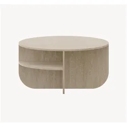 En.Casa, Couchtisch + Beistelltisch, Couchtisch Reykhon Ø80x41 cm Travertin (80 x 41 cm)