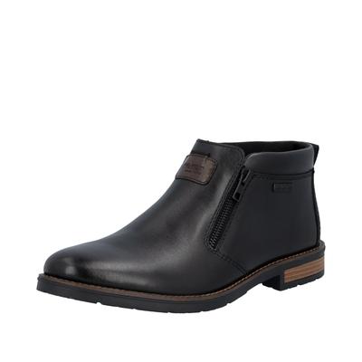 Stiefelette RIEKER, Herren, Gr. 42, schwarz, Glattleder, Schuhe Stiefelette, Reißverschluss-Stiefelette mit riekerTEX Ausstattung, schmale Form