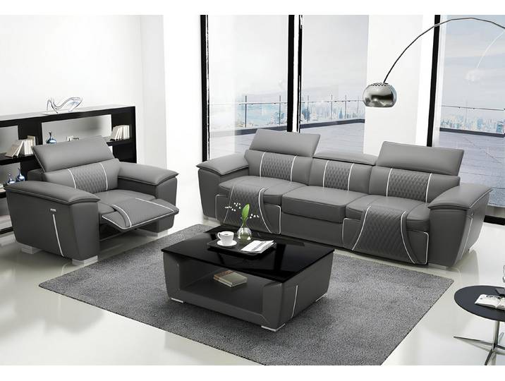 Xlmoebel Polstergarnitur Ledersofa G8048D mit eleganter Designer-Polsterung, (Sofa G8048D 3+1 Sitzer), Hergestellt in Europa