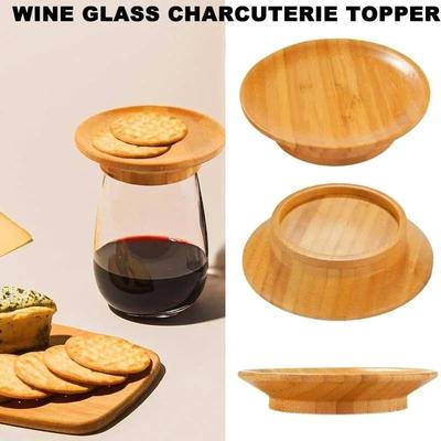 Inspire Curations Bamboo Wine Glass Charcuterie Topper With Wooden Lid And Coaster Bamboo Wine Glass Charcuterie Topper With Wooden Lid And Coaster