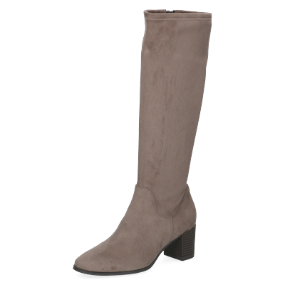Stiefel CAPRICE, Damen, Gr. 40, ungefüttert, XS-Schaft, braun, Textil, Schuhe Stiefel, Blockasbsatz, Langschaftstiefel mit Stretchfunktion