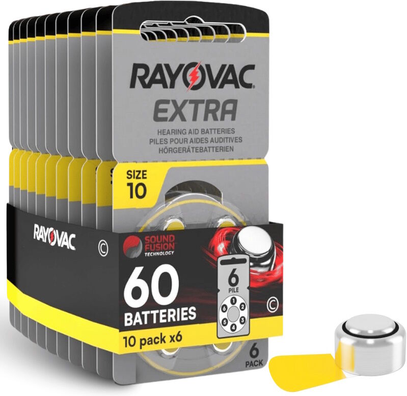 Rayovac Extra Size 10 Hearing Aid Batteries Yellow  10-Packs 60-Cells
