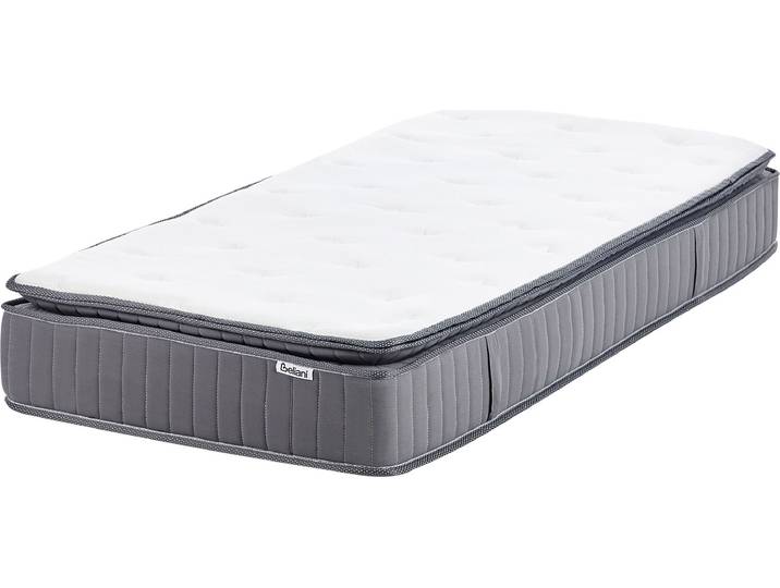BELIANI Taschenfederkernmatratze 90 x 200 mit Griffen Kühlende Memoryschaum-Füllung Abnehmbarer Bezug Mittelfest Modernes Gesteppt Design