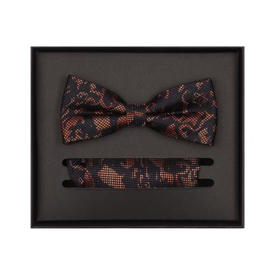 Fliege VENTI "VENTI Set aus Fliege und Einstecktuch gemustert", Herren, orange, 100% Seide, Fliegen