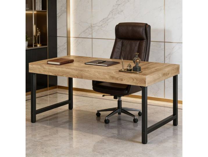 Bureau d'Ordinateur - Bureau d'étude Simple Industriel pour Bureau d'étude dans la Chambre Station de Travail Chêne Marron 140cm