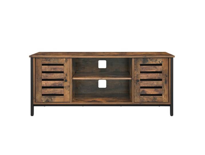 Meuble tv tv avec et placards de rangement portes marron et noir