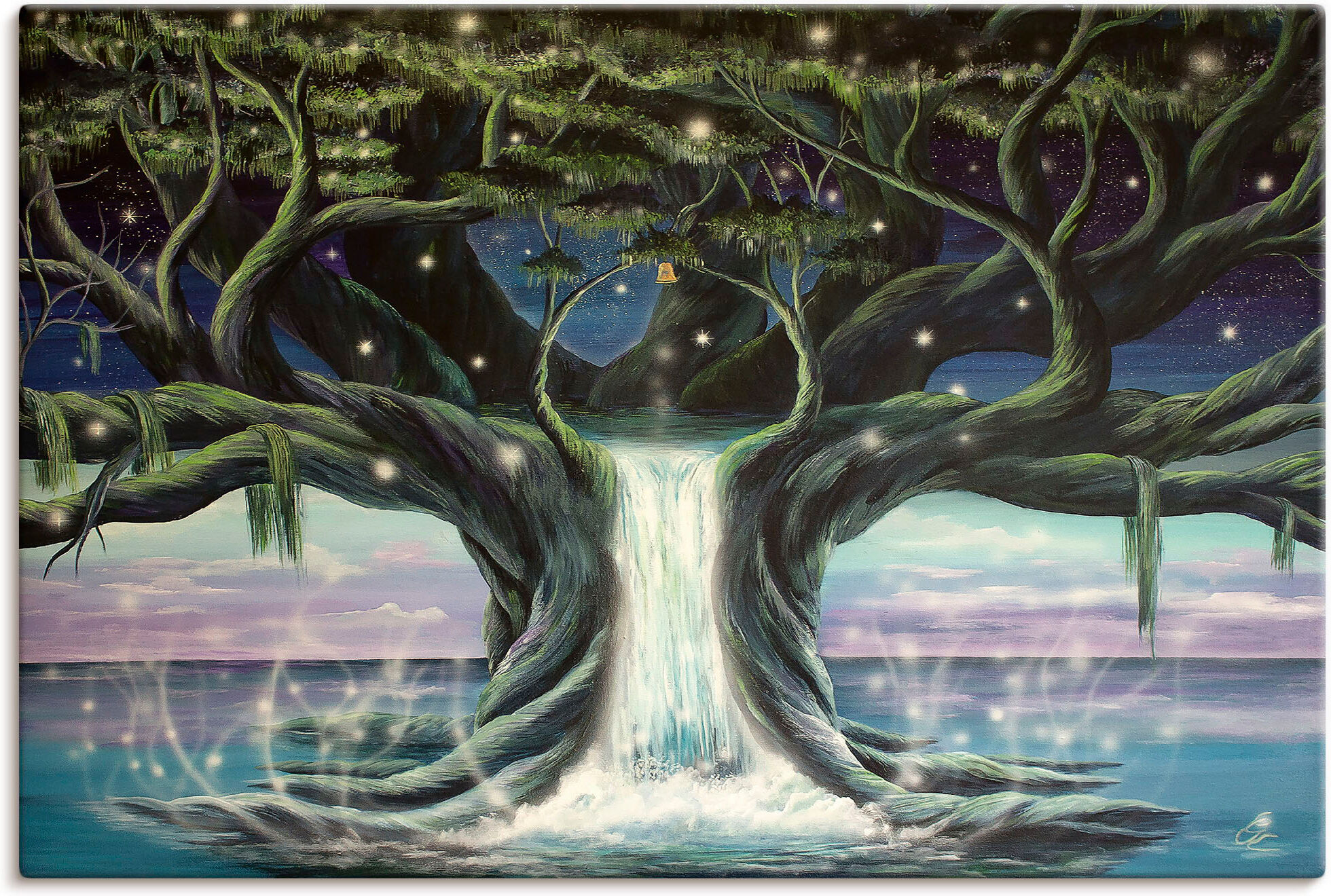 Wandbild ARTLAND "Der Baum der Seelen", blau (farbe bild(er): blau), B:90cm H:60cm, Bilder, Wandbild, als Leinwandbild, Poster in verschied. Grössen farbe bild(er): blau B/H/T: 90cm x 60cm, Leinwandbild Landschaften Querformat, 1 Stk.