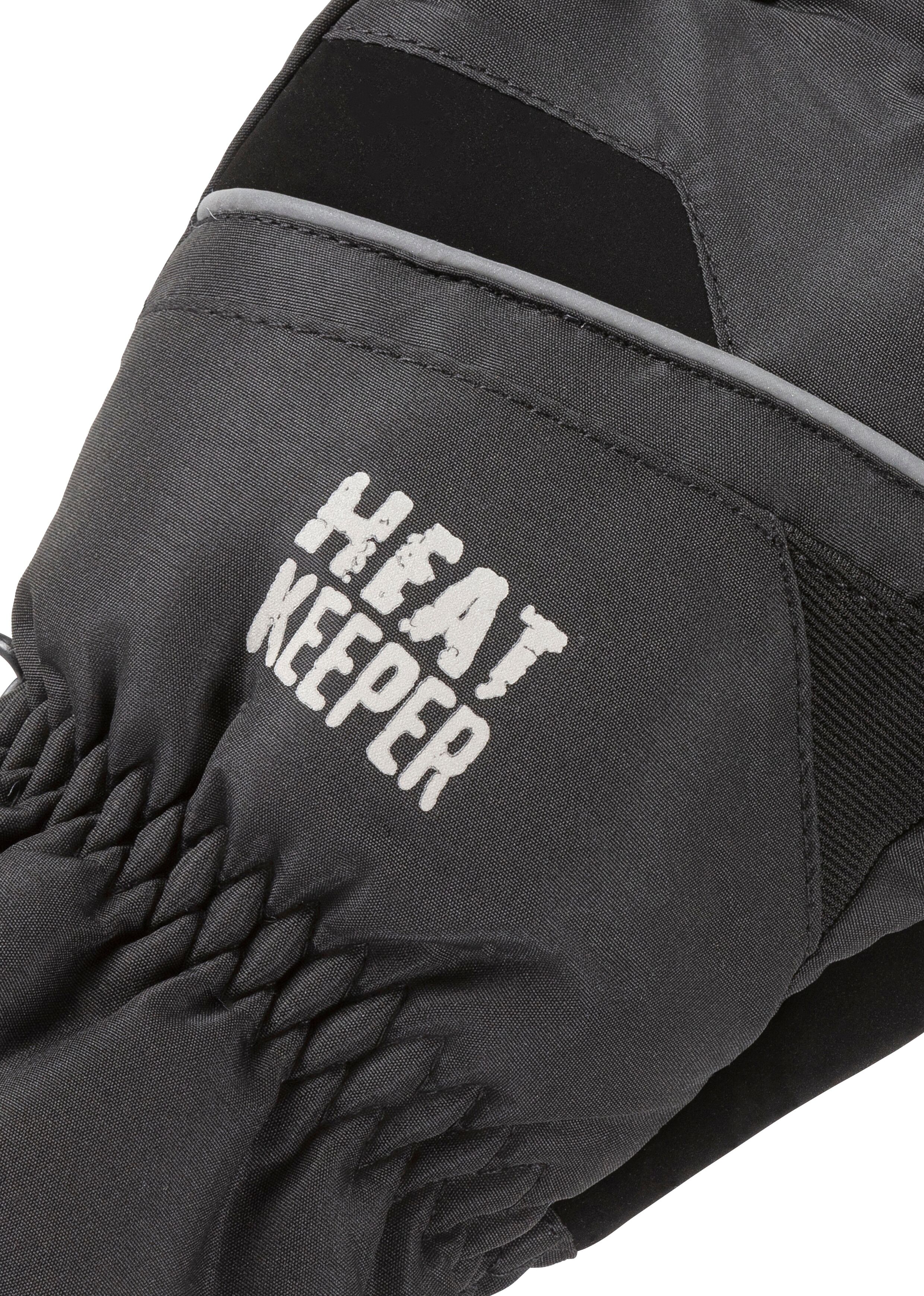 Skihandschuhe HEATKEEPER "MEN SKI GLOVES PRO", Herren, Gr. S/M, schwarz, Strick, Materialmix, Handschuhe Skihandschuhe, Thermo-Handschuhe mit höchstem Komfort schwarz S/M