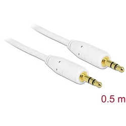 Delock Klinkenkabel 3,5 mm 3 Pin Stecker > Stecker 0,5 m weiß
