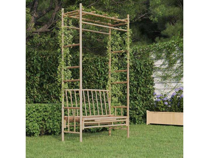 Banc de jardin avec pergola 116 cm Bambou - Cadre durable - design élégant(16525)