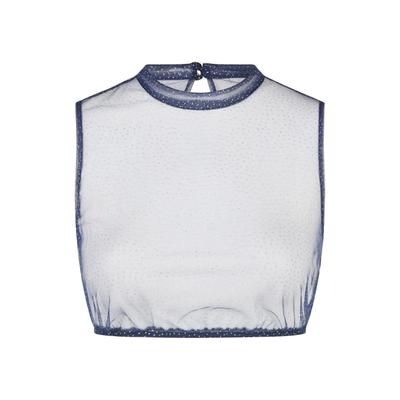 Dirndlbluse SPIETH & WENSKY "Spieth & Wensky Dirndlbluse Klar", Damen, Gr. 44, blau (dunkelblau), festlich, regular fit, Rundhals, Blusen Dirndlbluse, transparenter Stoff