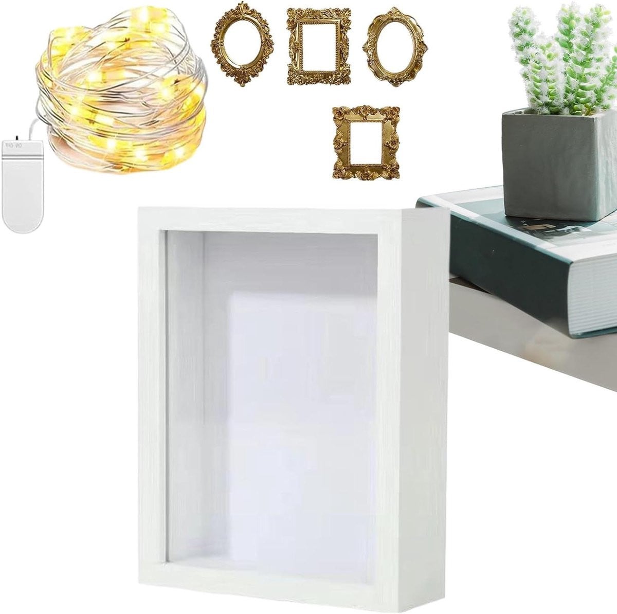 Schaduwbox Vitrine Herinneringsdoos Frame Wit B: 20.6 cm, H: 6.2 cm