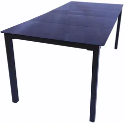 VCM, Gartentisch + Balkontisch, Alu Tisch Glas Esstisch Gartentisch Balkontisch Gartenmöbel Schwarzglas (180 x 80 x 73 cm)