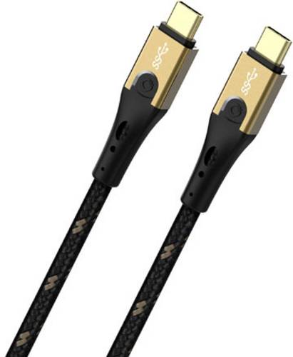 Oehlbach USB-Kabel USB 3.2 Gen2 USB-C Stecker, USB-C Stecker 3.00m Schwarz/Gold D1C9533