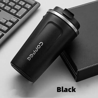 Useful Little Things Stainless Steel Leakproof Travel Coffee Mug black 12.85 Oz