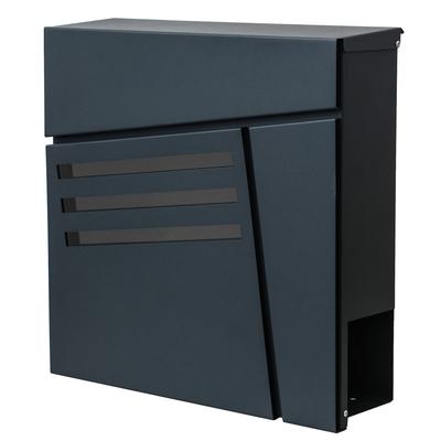 Mendler Briefkasten HWC-B28, Wandbriefkasten Postkasten Zeitungsfach, pulverbeschichtet ~ anthrazit