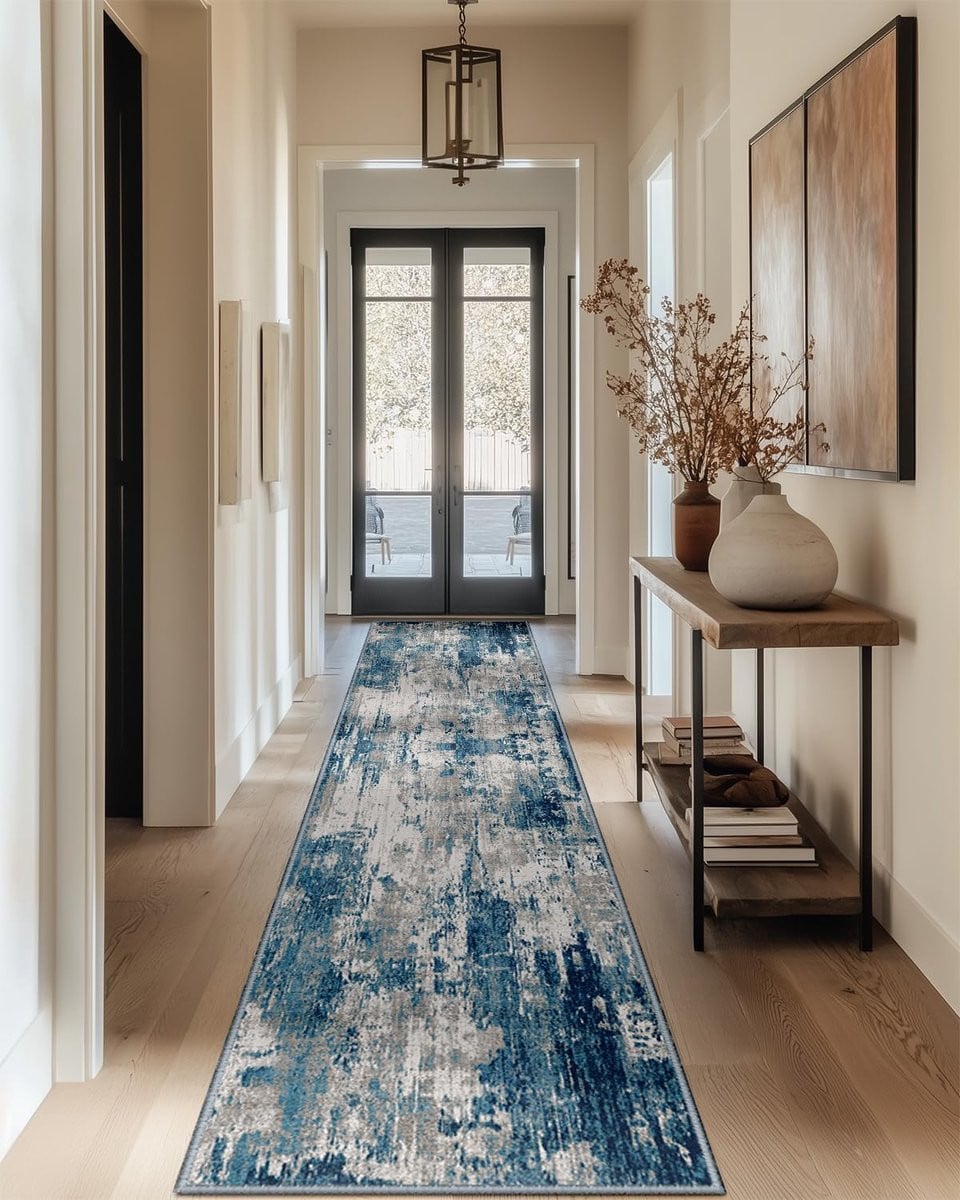 Moderne Abstracte Wasbare Antislip Tapijtloop voor Gang, Keuken of Woonkamer