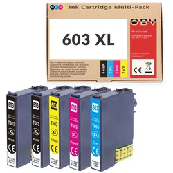 OBV 603XL Ersatz für Epson 603 XL Druckerpatronen für XP-2105 XP-2150 XP-3100 XP-3105 XP-3150 XP-4100 XP-4155 WF-2830 WF-2835 WF-2840 WF-2850 (5 Pack)