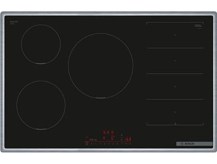 Bosch PXV845HC1E Serie 6 Smartes Induktionskochfeld (autark), 80 cm breit, Freie Platzwahl, 28 cm große Induktions-Kochzone, Umlaufender Rahmen, Kochfeldbasierte Haubensteuerung