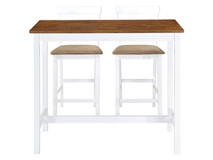 Bartisch mit 2 Stühlen, Massivholz, Braun MDF-Tischplatte furniert, Schaumstoffsitz, Montage einfach, 110 kg pro Platz