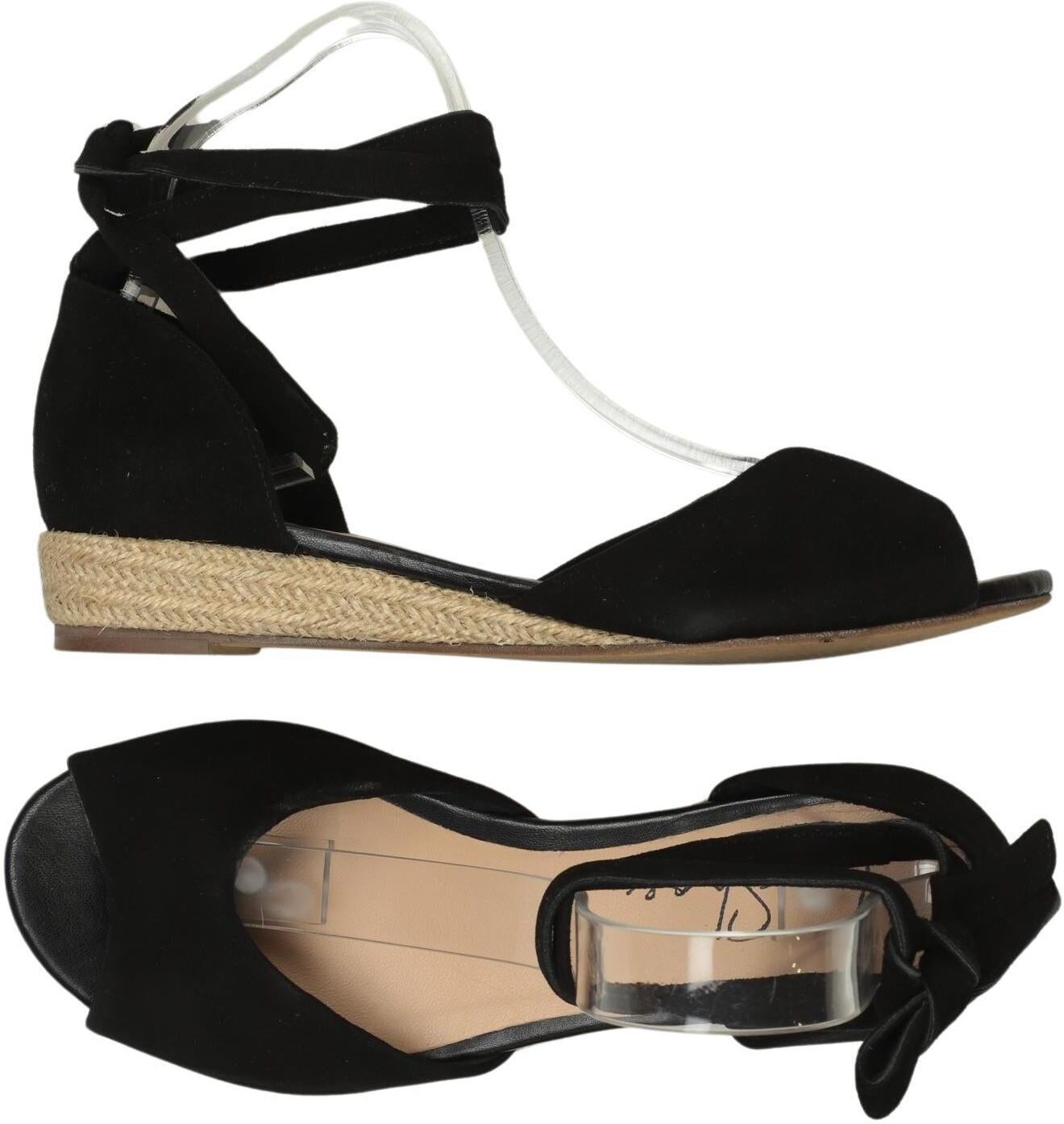 La Shoe Damen Sandalen, Schwarz, Gr. EU 37, Leder - Second Hand