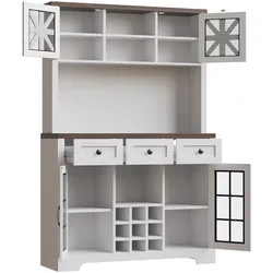 STILVORA Hochschrank MDF/Glas Weiß 120x40x180 cm mit LED-App-Steuerung & Weinregal