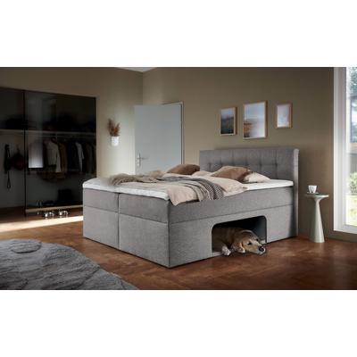 Boxbett HOME AFFAIRE "Carolin", grau (taupe), B:182cm L:210cm, Komplettbetten, mit Nische inkl. gepolsterter Unterlage für Haustiere
