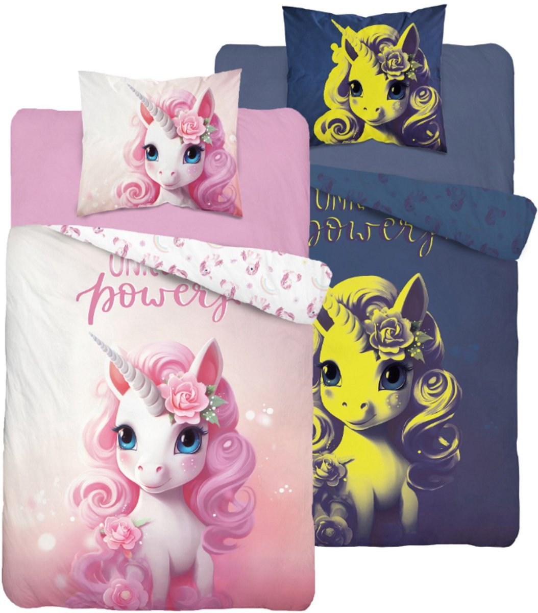 Holland Young Glow in the dark dekbedovertrek Unicorn Power katoen 140x200 cm
